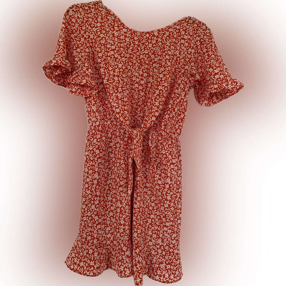 Allie Rose Coral Orange Floral Dress